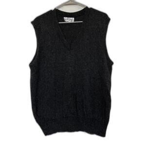 Vintage Jantzen Men Gray Knitted Sweater Vest V-Neck